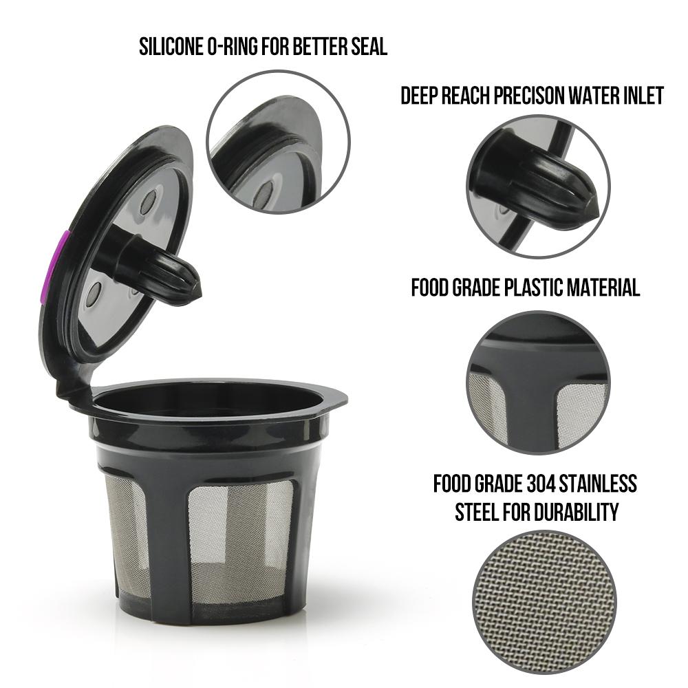 Coffee Capsules Cup Refillable Reusable Coffee Capsule Pods Integrated Design Stainless Steel Mesh Strainer Replacement for Keurig 2.0 and 1.0