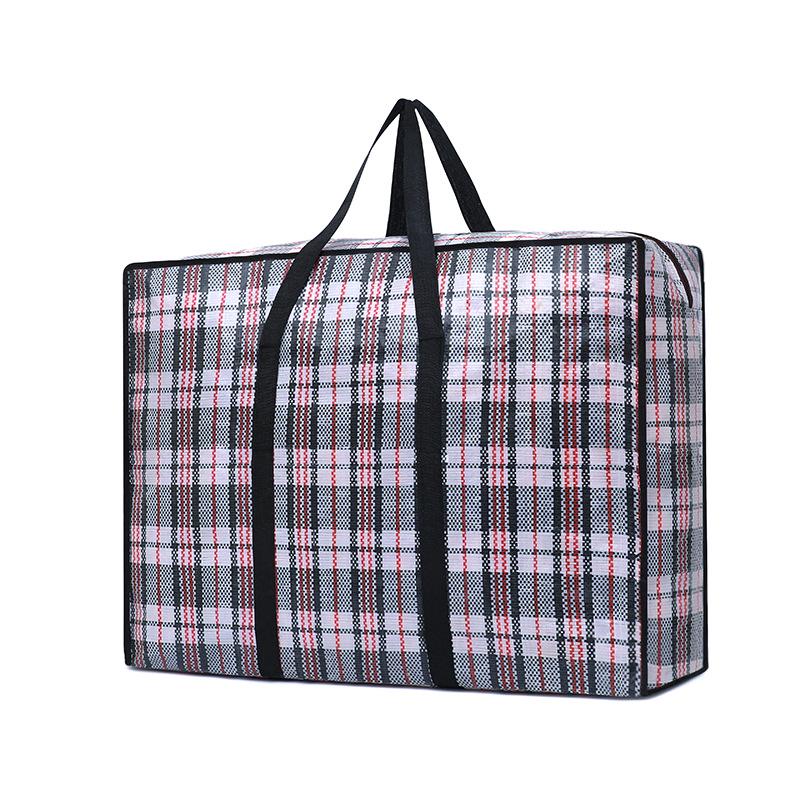 Water-Repellent Large Capacity Plaid Woven Packing Bag for Storage and Moving
