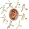 14K Gold Plated 16G Stainless Steel Ear Cartilage Studs - European & American Style Copper Earrings