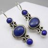 Винтажные серьги-подвески ручной работы с инкрустацией синтетическим лазуритом для женщин Элегантные Изысканные Банкетные Ювелирные Аксессуары