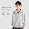 Luo Meng Boys' Heather Gray Hooded Zip-Up Sweatshirt