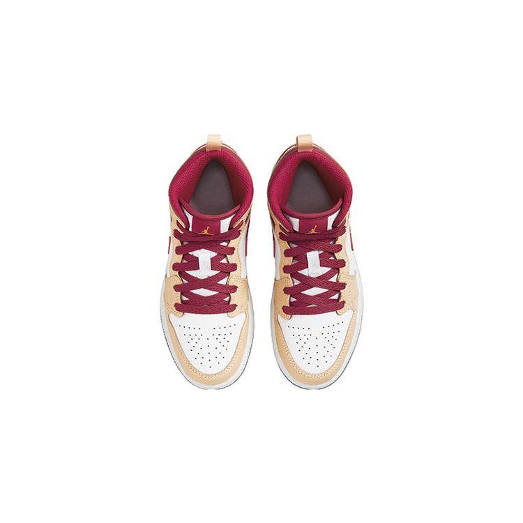 Детские кроссовки Air Jordan 1 Mid PS Light Curry Cardinal Red Cream White-Onyx White 640734-201