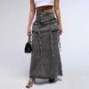 Make Old High Waisted Denim Workwear Skirt Fashion Design Women's Hip Hugging A-line Denim Skirt Spring and Summer