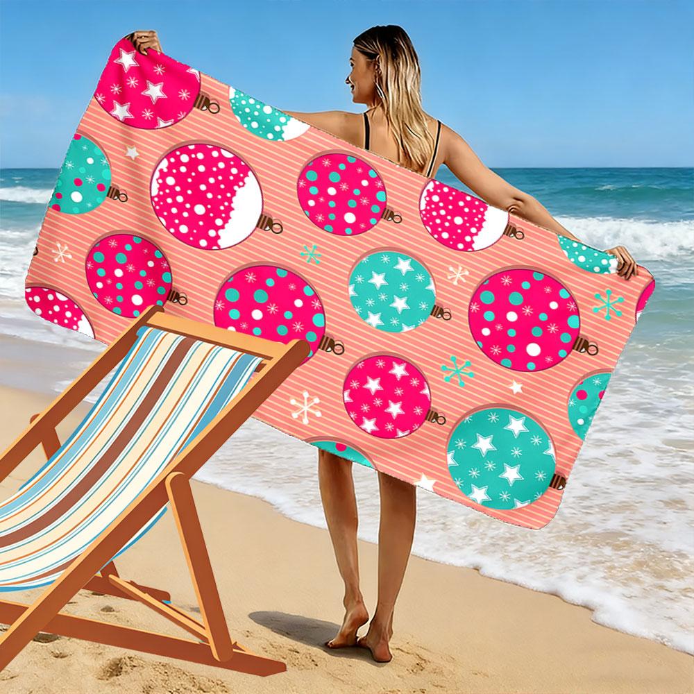 Whimsical festive orbs Print beach towel, quick drying, suitable for travel, outdoor sports, jogging, the beach and swimming, gift