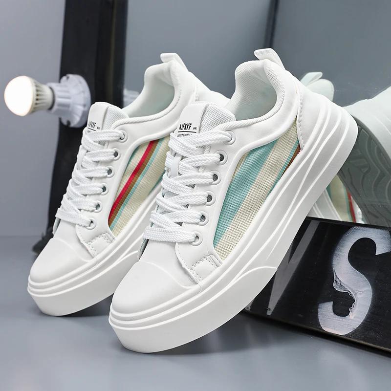 Модные Белые Мужские Спортивные Обувь Мужская Скейтбординг Обувь Уличные Беговые Кроссовки Платформа Повседневная Обувь Дышащая Легкая Ходьба Обувь