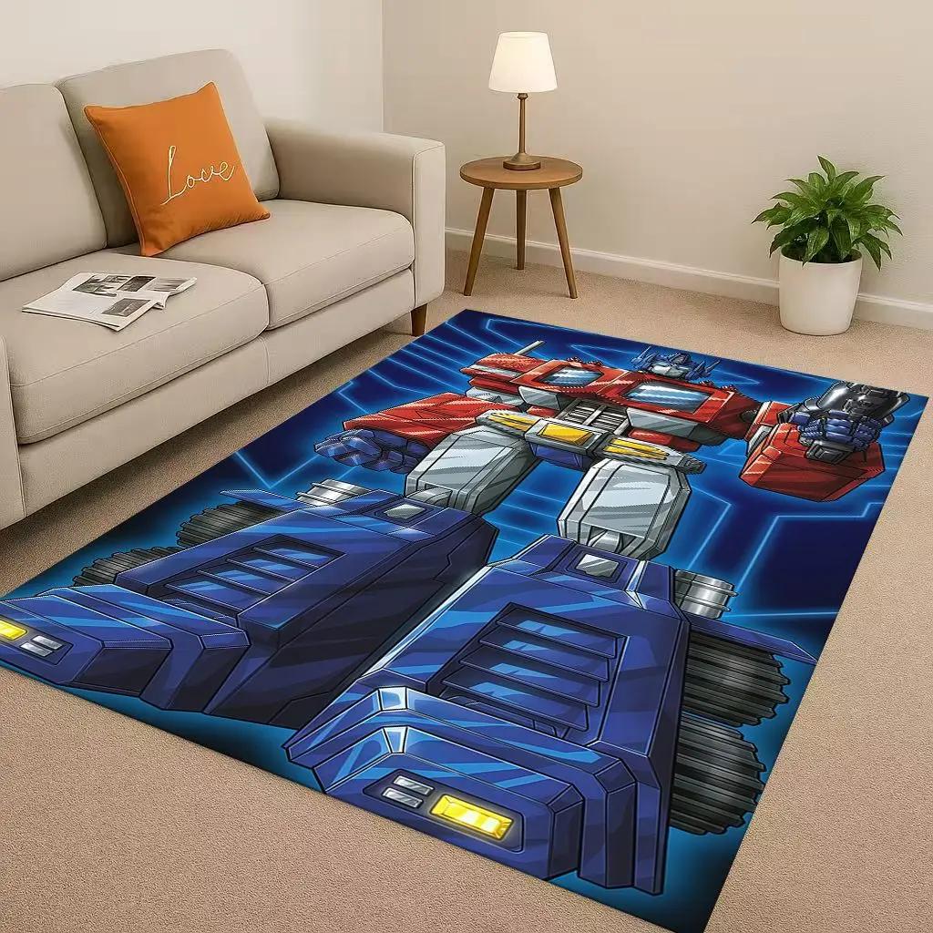 3D T-Transformers Optimus Prime Bumblebee Cartoon Living Room Non-Slip Area Rug Carpet For Bedroom Sofa,Easy Clean Home Doormat