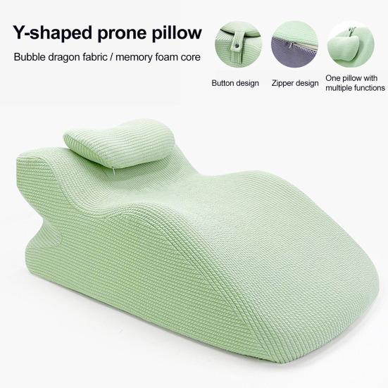 Wedge Prone Pillow Memory Foam Leg Wedge Ergonomic Back Neck Pain Relief Support Cushion with Removable Cover for Sitting Up Lying Reading