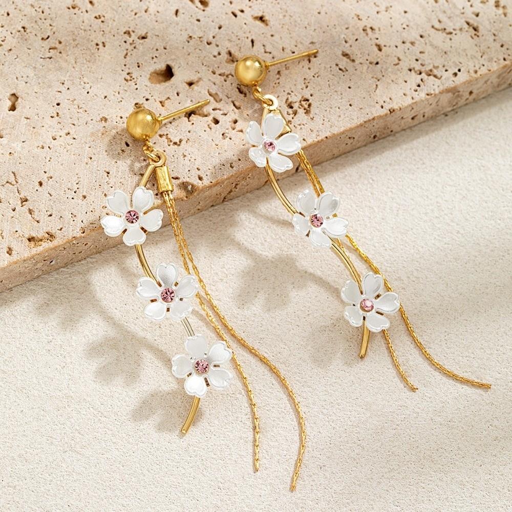 Versatile Pendant Earrings Resin Flower Earrings Elegant Fringe Hoop Earrings  Fashion Events