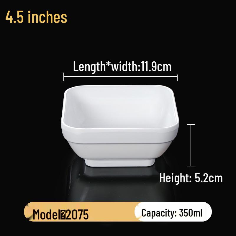 Набор квадратных меламиновых мисок: Идеально для хот-пота, соусов, риса, каши и супа - для коммерческого и ресторанного использования.