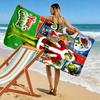 Name Custom Christmas Monster Print Beach Towel, Large Soft Quick Dry Towel for Beach Camping Swimming