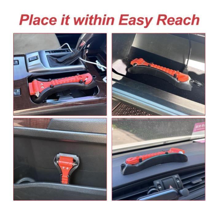 Brise vitre - 3 Pièces - Marteau de Secours - Matériaux d'urgence - Couleur Rouge