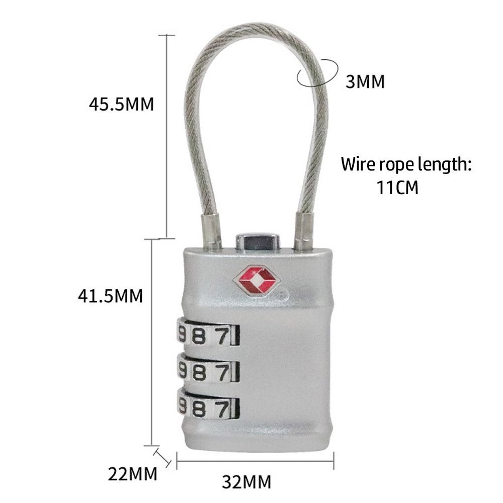 Portable Padlock TSA Customs Lock Smart Combination Lock Padlock with Steel Cable Customs Code Lock