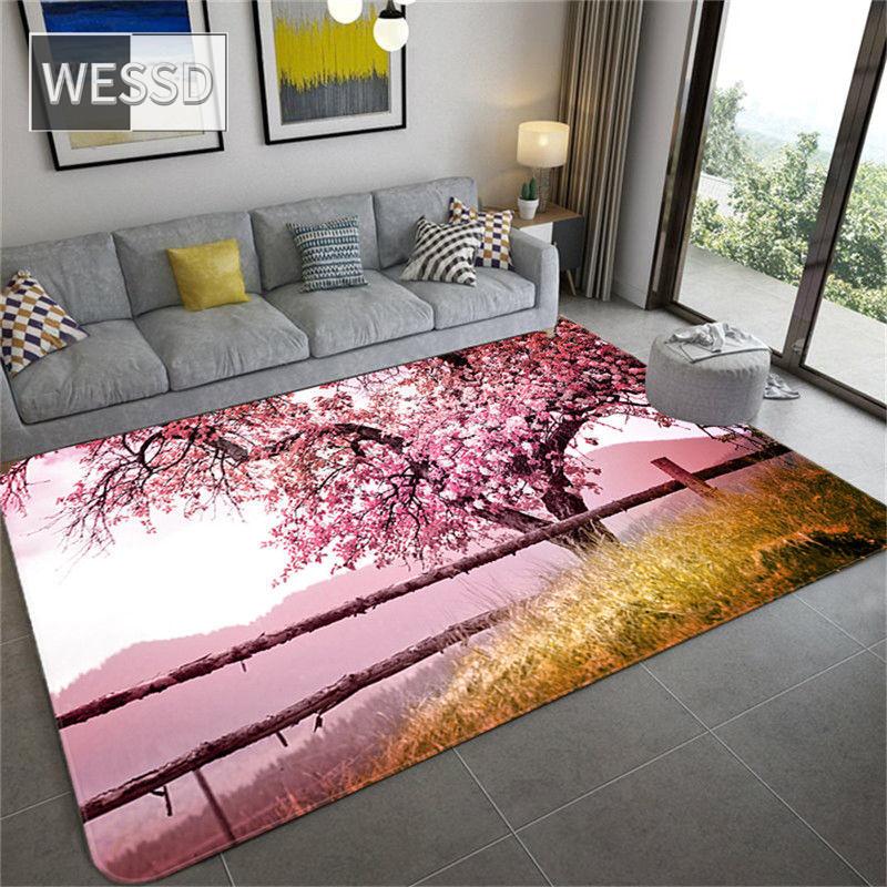 Скандинавский ковер с цветочным узором вишни большого размера для гостиной, водопоглощающий ковер для ванной, напольный коврик, коврик с розовым цветком