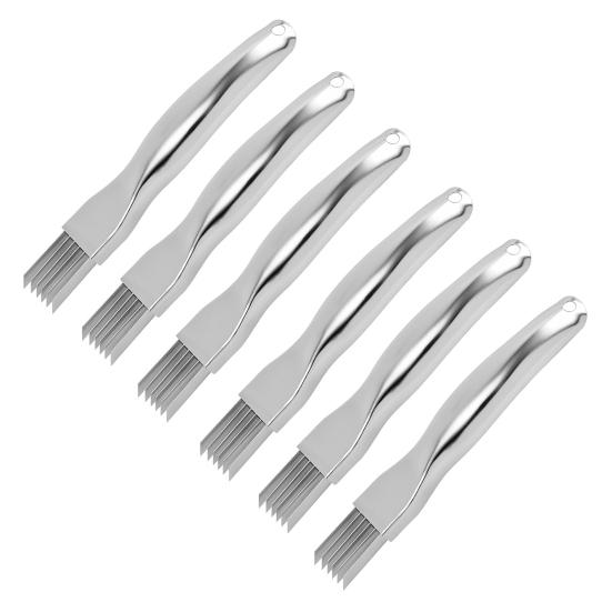 Луковицерезка с 6 лезвиями, овощерезка из нержавеющей стали для нарезки соломкой, многофункциональный кухонный инструмент с защитным кожухом.