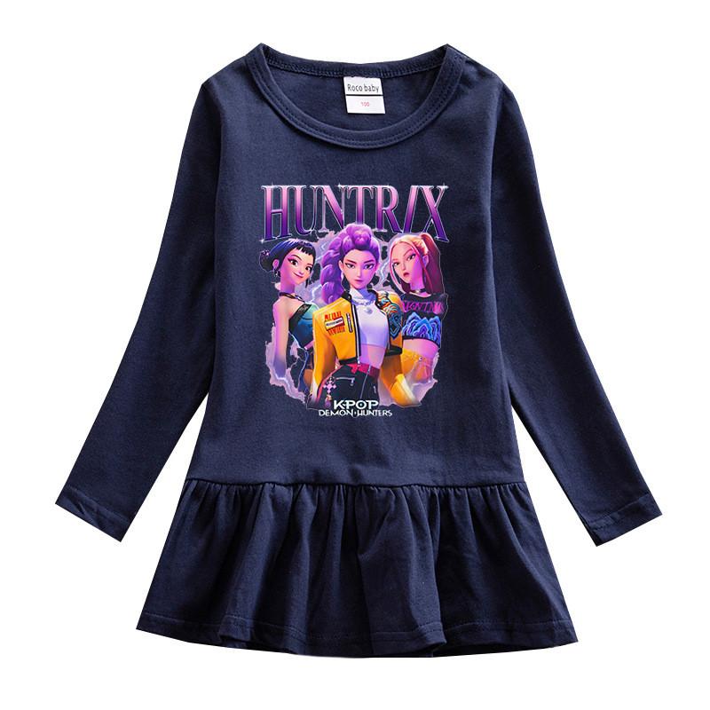 Девочки Kpop Руми Зои Мира Принт Охотники Руми Зои Мира Плиссированное платье