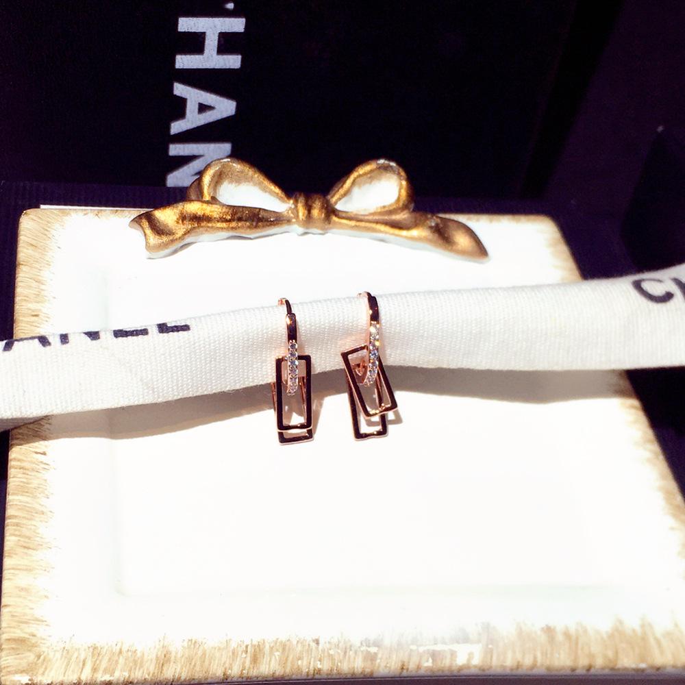 Корейские высококачественные геометрические серьги из циркония для женщин