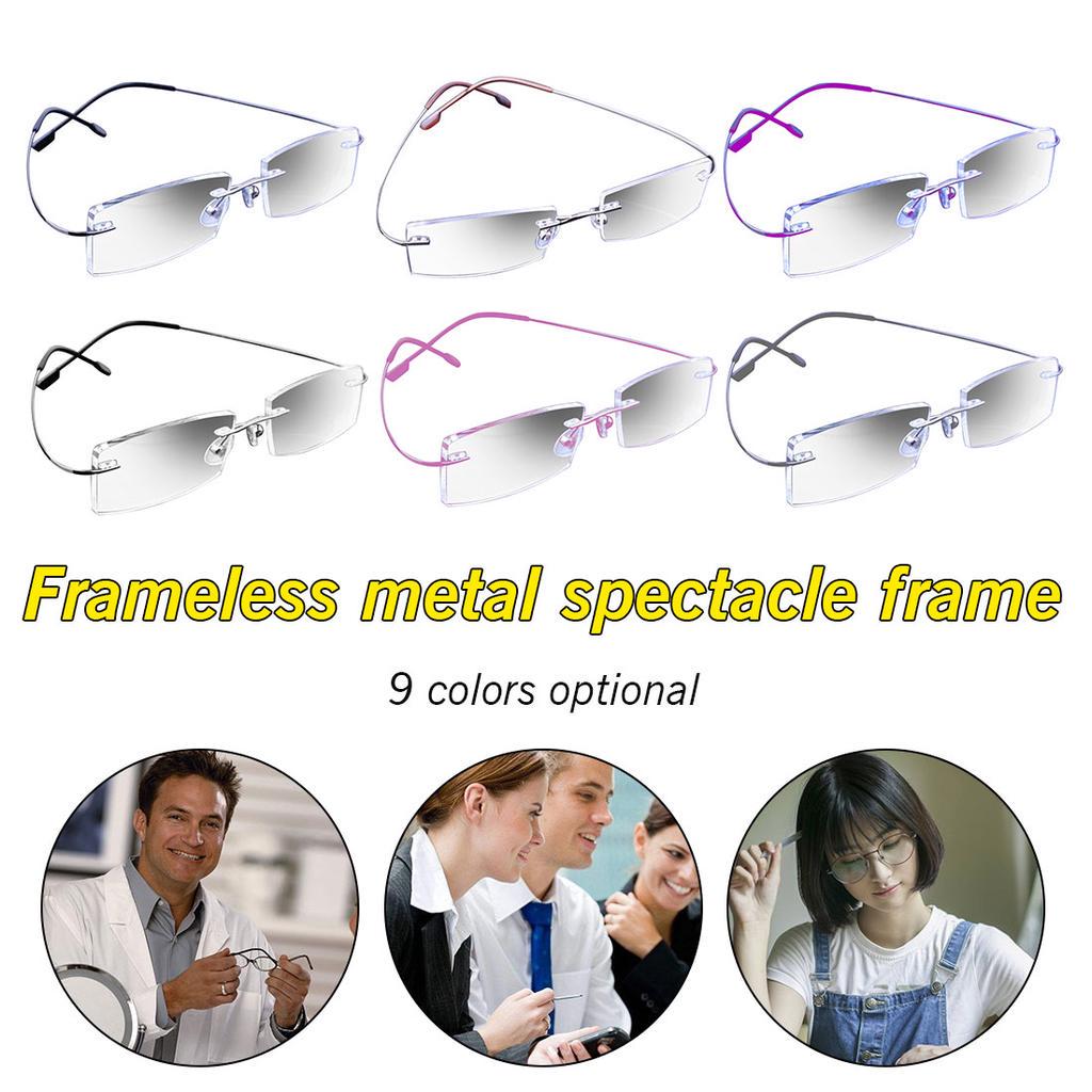 Легкие прямоугольные суперэластичные металлические оправы без оправы, унисекс, гибкие оптические очки для чтения, очки ручной работы