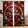 2 шт. Праздничные рождественские шторы с золотыми и красными сосновыми листьями, карманные, полупрозрачные, для гостиной, кухни, спальни
