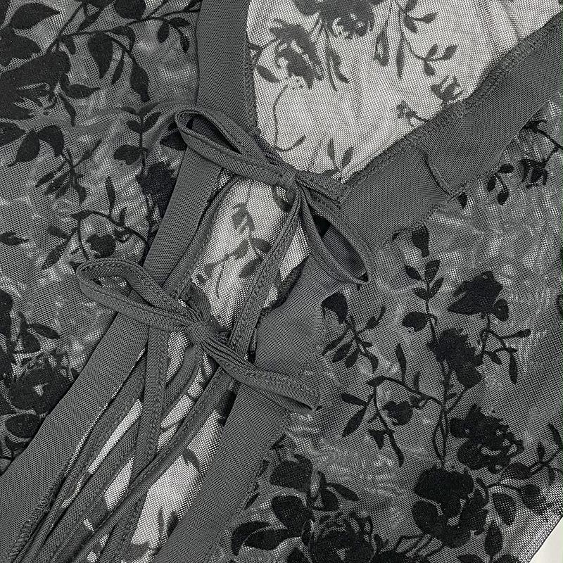 Женская сексуальная шифоновая блузка - Прозрачная, Приталенная, Рукава-колокольчики с оборками