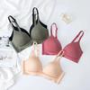 Women's Japanese Style Lightweight Seamless Bra Wireless Minimizing for Large Bust Palm Support Triangle Cup Smooth Surface Underwear