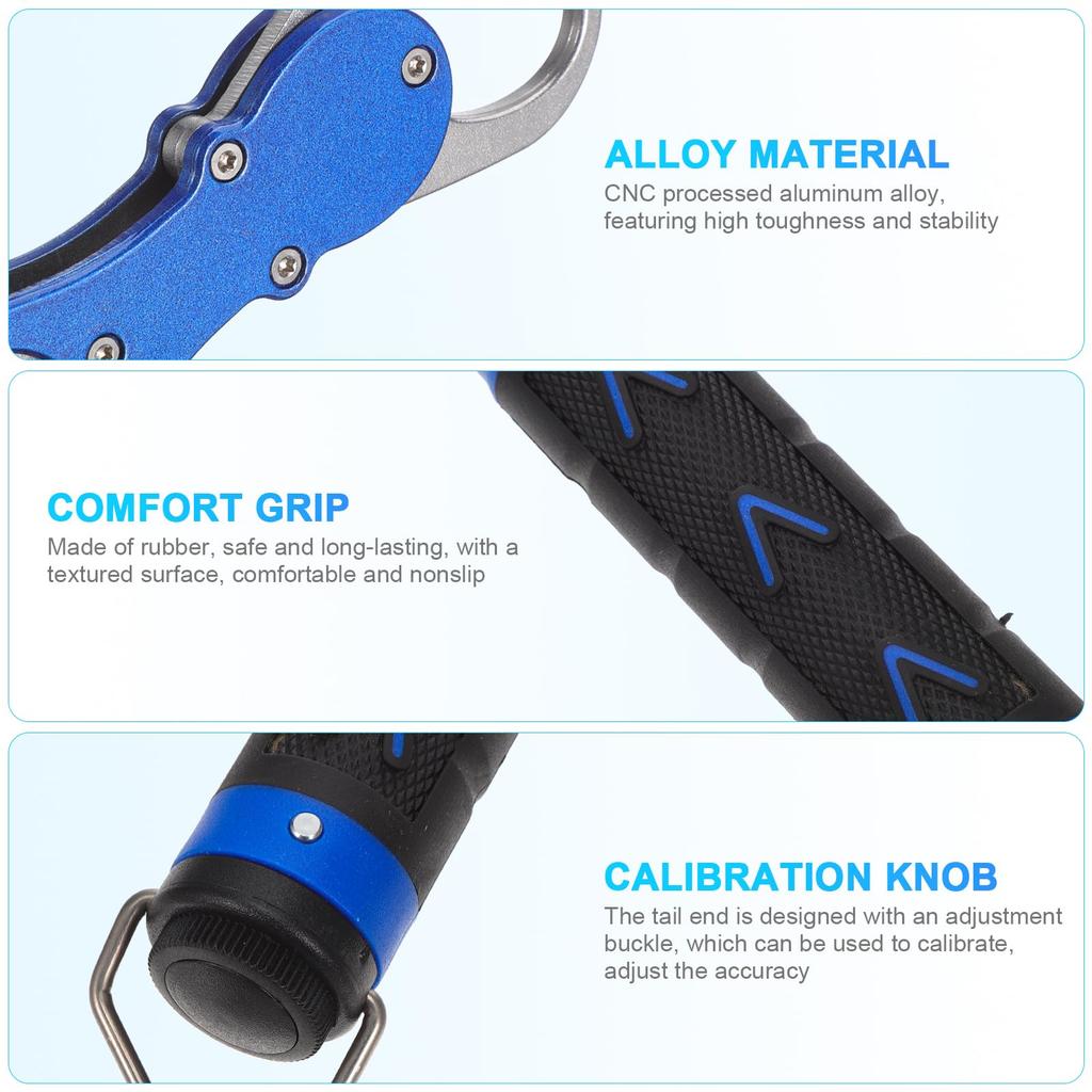 LEDMOMO Fish Pliers, Fish Grip, Weighing Range 15kg, Fishing Pliers, Fishing Scale, Weighing Function, Multifunctional, Ultra Lightweight, with Rope,