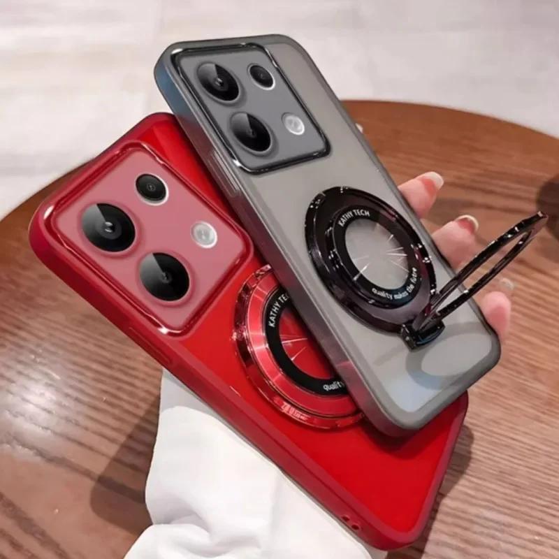 For Magsafe Magnetic Stand Holder Silicone Case For Funda Infinix Hot 50 Pro Plus Hot50 Pro+ 50Pro 50i I 4G 5G Transparent Cover