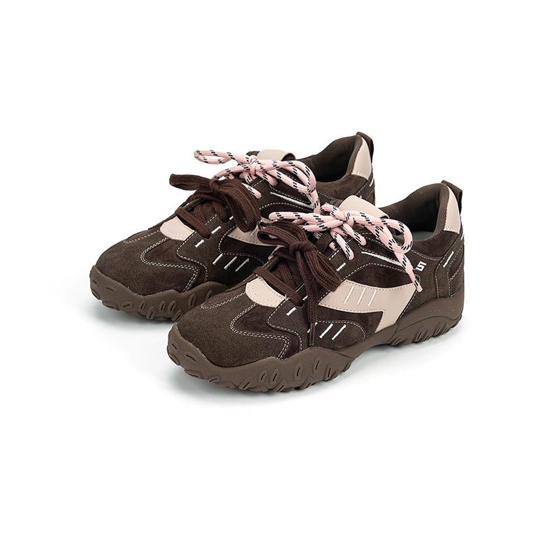 Leather platform dad board shoes women's new spring and autumn versatile sports and leisure shoes women