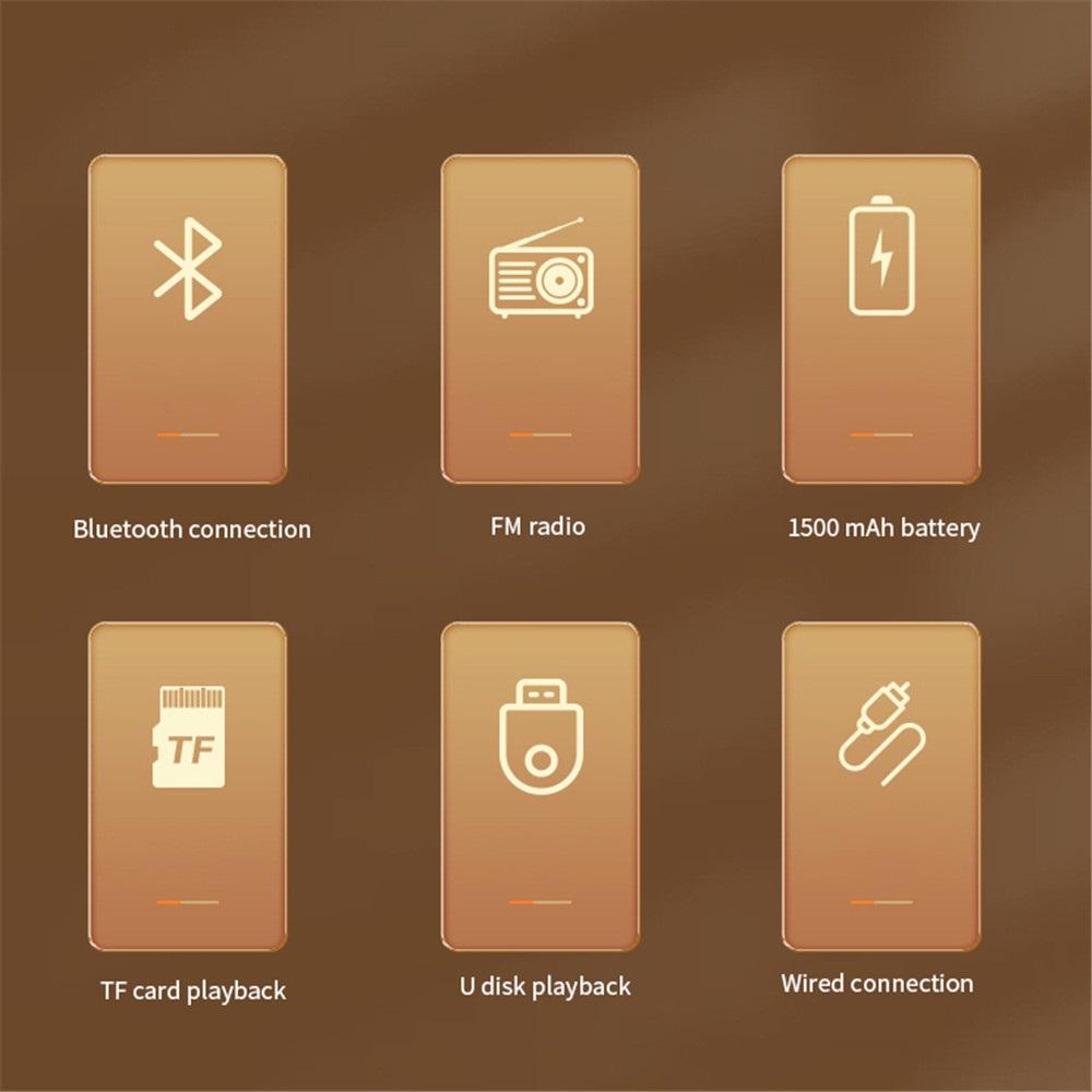 Портативный домашний динамик Ретро Bluetooth-динамик Сабвуфер Радио TF-карта U-диск Высокое качество звука Крытый беспроводной портативный домашний динамик