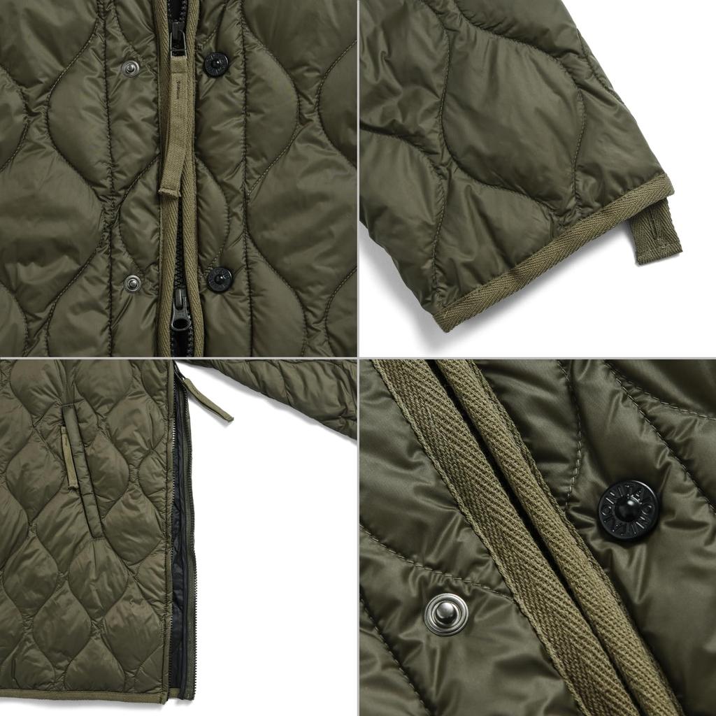 Taion Unisex Military M65 Liner Down Jacket Gray Size L Double-Zip - Softshell, Beige, M65LSZBML-1,