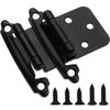 10Pcs Decobasics 1/2" Overlay Matte Black Cabinet Hinges, Self Closing Bath & Kitchen Cabinet Hinges Black Flush Mount w/Door Bu