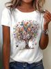WomenS Regular TShirt Colorful Butterfly Floral Tree Print Round Neck Tshirt Spring Summer Womens Clothing Ladies TShirts