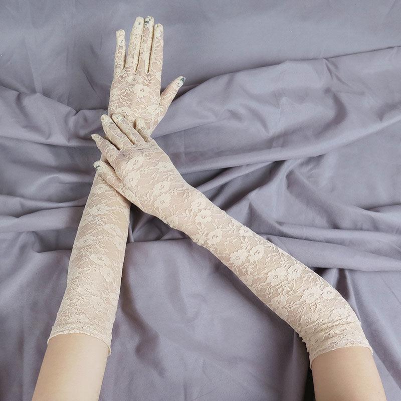 Перчатки женские длинные кружевные 54 см палец свадебные формальные рождественские распродажа школьные оригинальные аксессуары для одежды праздничные