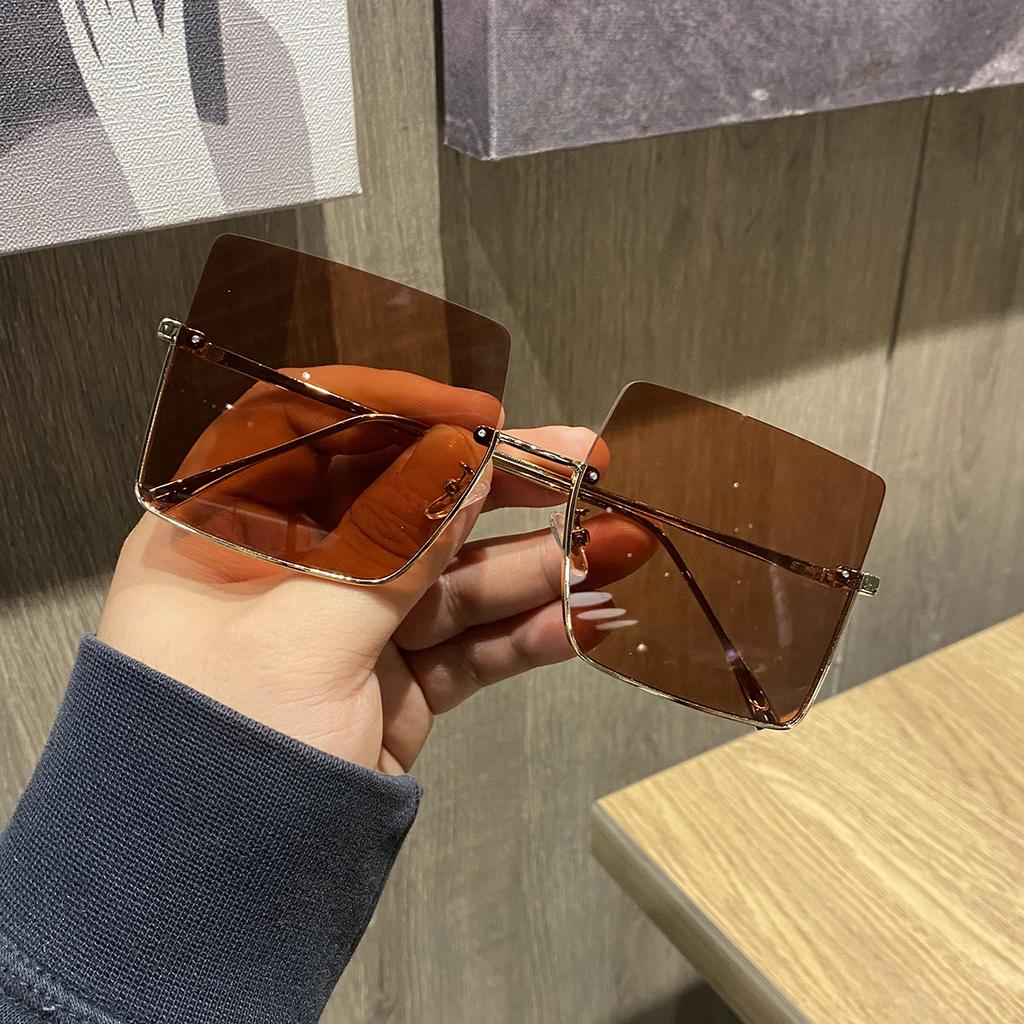 Creative Metal Frame Semi -Rimmed Uv400 Sunglasses For Women ,Streetwear Fashion Half Frame Men 'S Sunglasses Streetwear