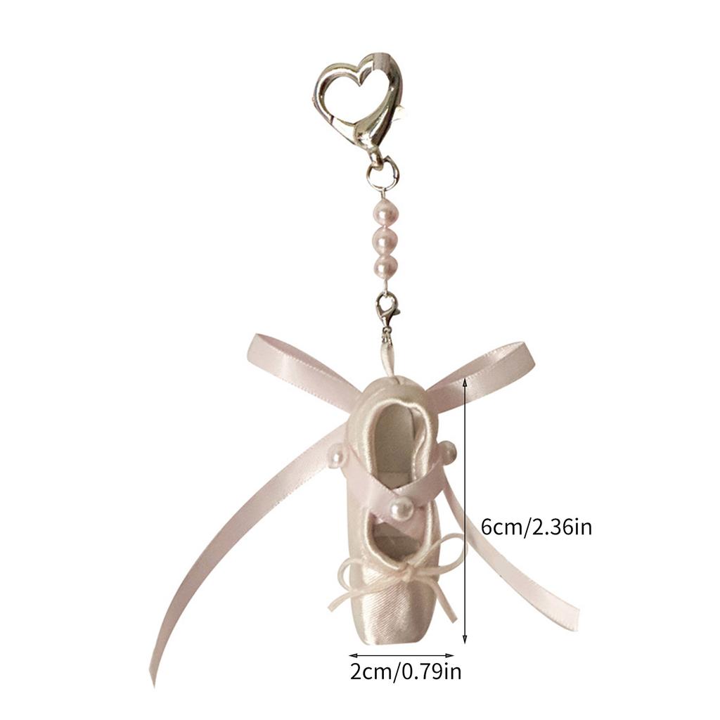 Ballet Shoe Keychain Pendant Sweet Bowknot Charm Dance Shoes Hangings Ornament Keyring Backpack Decoration for Women Gir
