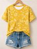 2026 Summer Minimalist Solidcolor Unisexs Tshirt Dandelion Print Crew Neck Shortsleeve Casual Streetwear Top For Unisex