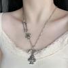 2025 Cross Flower Skull Pendant Necklace for Couples - Trendy Unisex Jewelry Chain