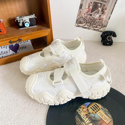 K856 спортивные сандалии на толстой подошве, женские, летние, дышащие, 2024, новые, на липучках, маленькие белые туфли