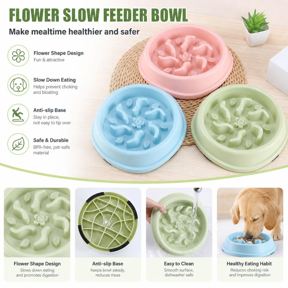 Anti-Tip Pet Food Dish Easy Clean Dog Feeding Dish Practical Slow Feeder Bowl Pet Supplies
