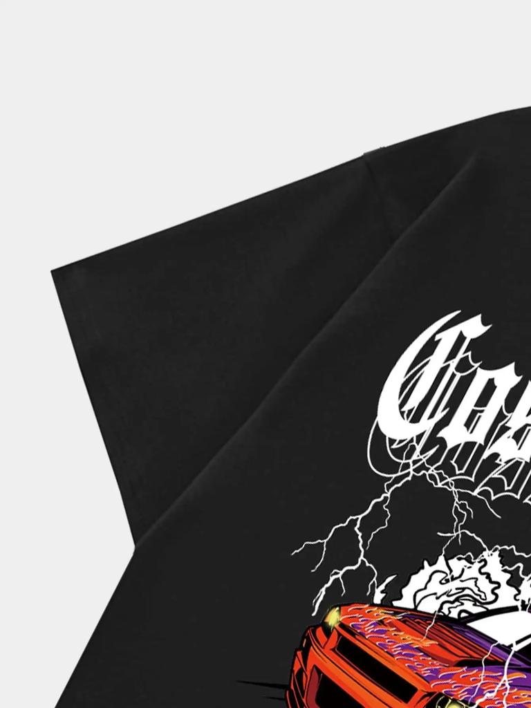 Cosmic Speed Extreme Sport Racing On The Mountain Мужская футболка Футболка из хлопка Повседневная дышащая одежда большого размера с коротким рукавом