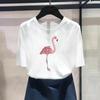 (Asian Size) Fashion Print Female Flamingo Beach Trend 90s Casual T Clothing Casual Women's Top Graphic Tee Short Sleeve T-shirt