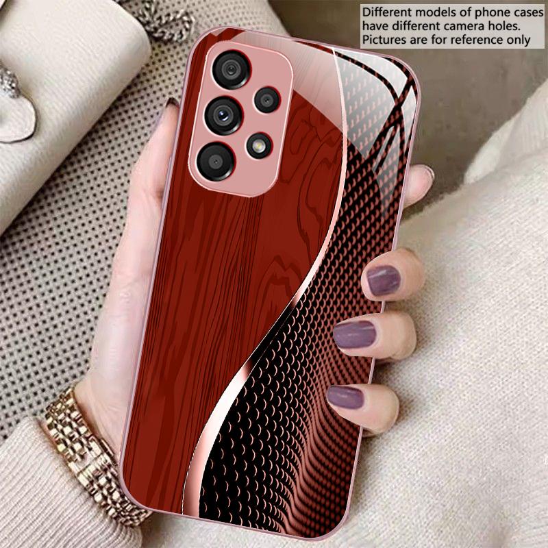 Сетка с текстурой дерева черная Для Samsung S8 S9 S10 20 U ltra S21 Pro S22 Plus S23 FE S24 Ultra 22 S25 Edge S25Ultra Стеклянный Чехол для Телефона