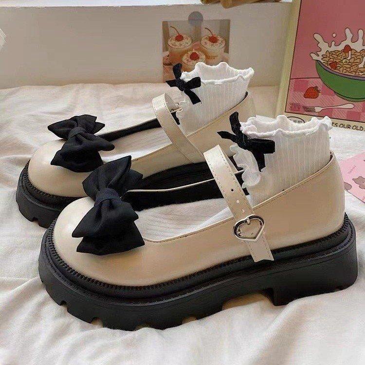 FiveFive Женские туфли на платформе с милым бантом Туфли Мэри Джейн Женские туфли с пряжкой на ремне