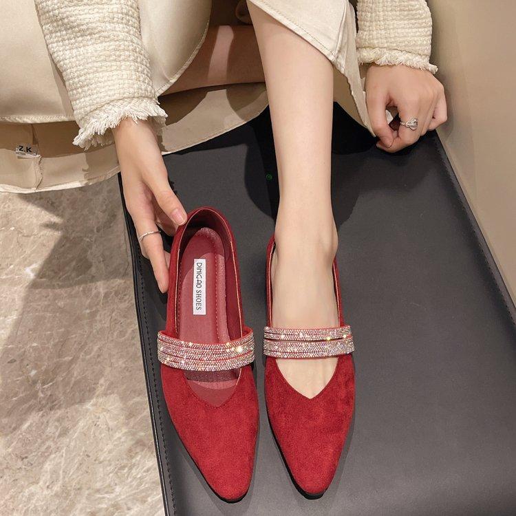 Women Shoes Flats Pointed Toe Designer Shallow Autumn 2024 Trend Crystal Luxury Shallow Elegant New Women Zapatos