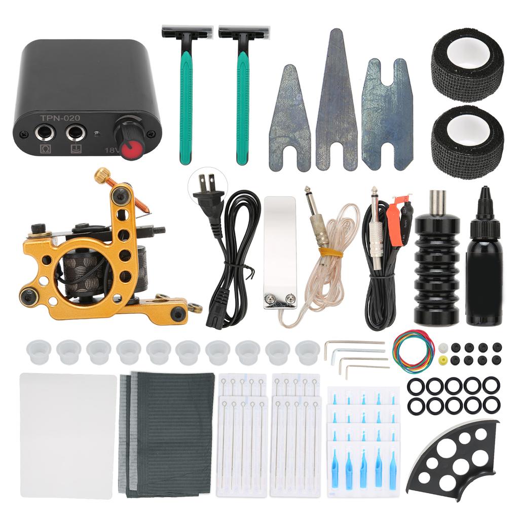 Профессиональный набор для татуировки, блок питания для татуировки, пигментная скатерть, набор для практики кожи для начинающих