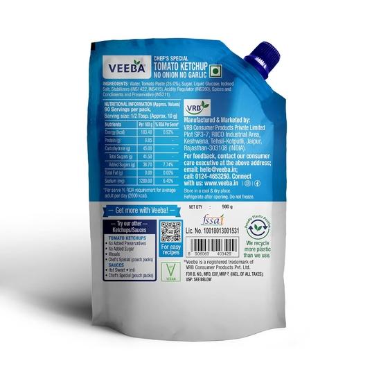Veeba Foods Tomato Ketchup - NO Onion NO Garlic Chef's Special (900G)
