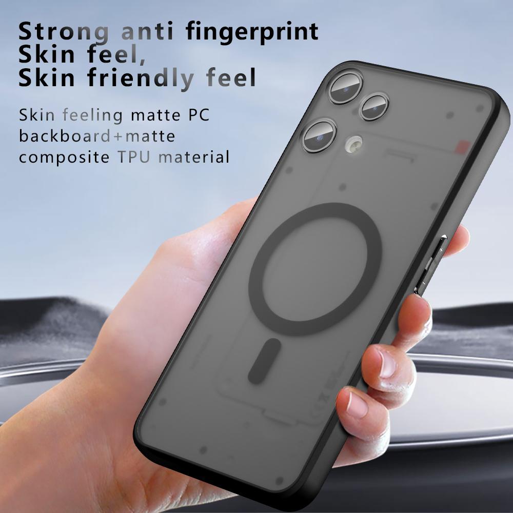 Ударопрочный чехол для Nothing Phone 3A Lite Pro Магнитная Беспроводная Зарядка Мягкая Рамка из ТПУ Полупрозрачная Матовая Пластиковая Крышка Fundas