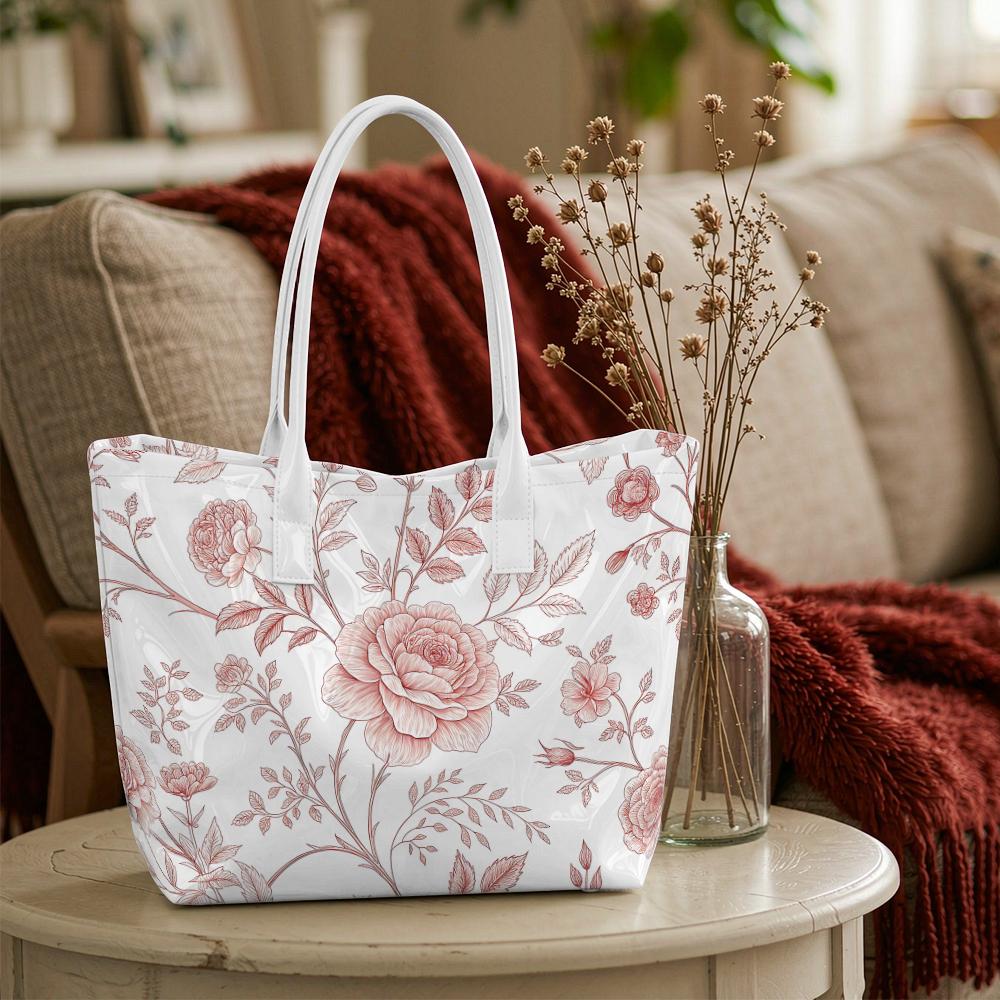 Elegant Floral Print Shoulder Bag Casual Large Capacity Daily Tote Bag For Women