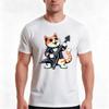 Cat Playing Heavy Metal Guitarrock Cat Playing Guitar Tshirt Summer Casual Cotton Tee Oversized Streetwear Tops 100 Cotton