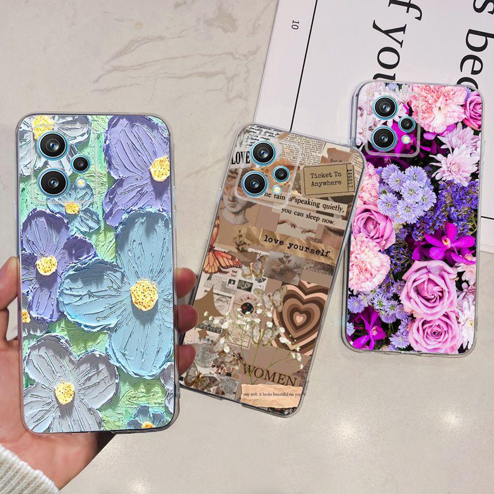 RMX3521 Чехол для телефона Realme 9 4G Задняя крышка С узором Сердце Любовь для пары Защита камеры Бампер Для Realme9 Мягкий силиконовый чехол