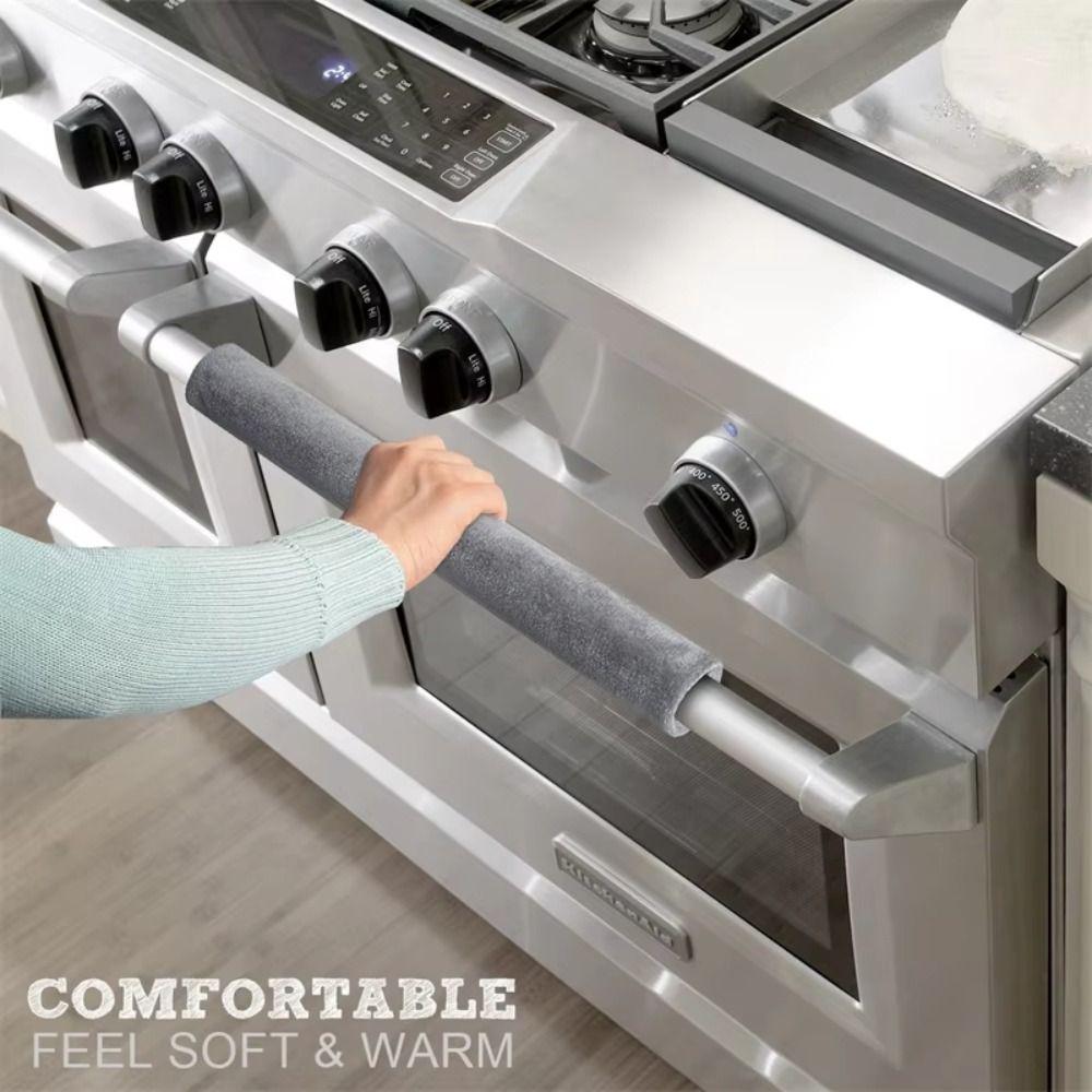 2Pcs Oil-proof Refrigerator Handle Cover Washable Stain-resistant Oven Door Handle Cover Appliance Handle Covers Home Decors